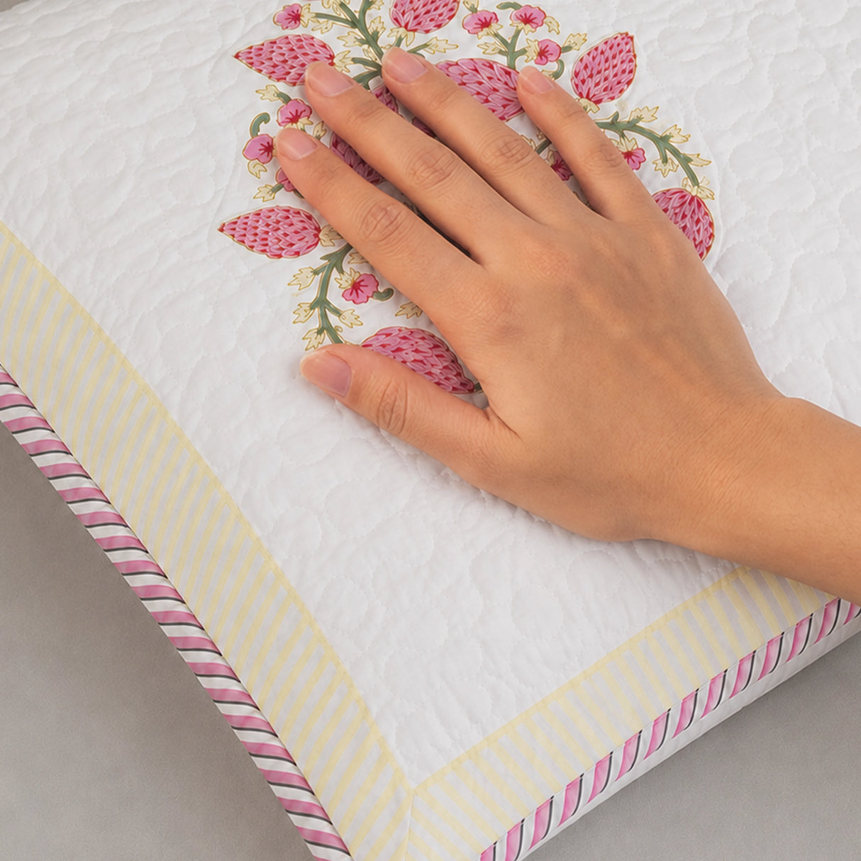 Pink Buta Quilted Pillow Covers