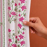 Pink Floral Petal Stripe Eyelet Printed duck Curtain