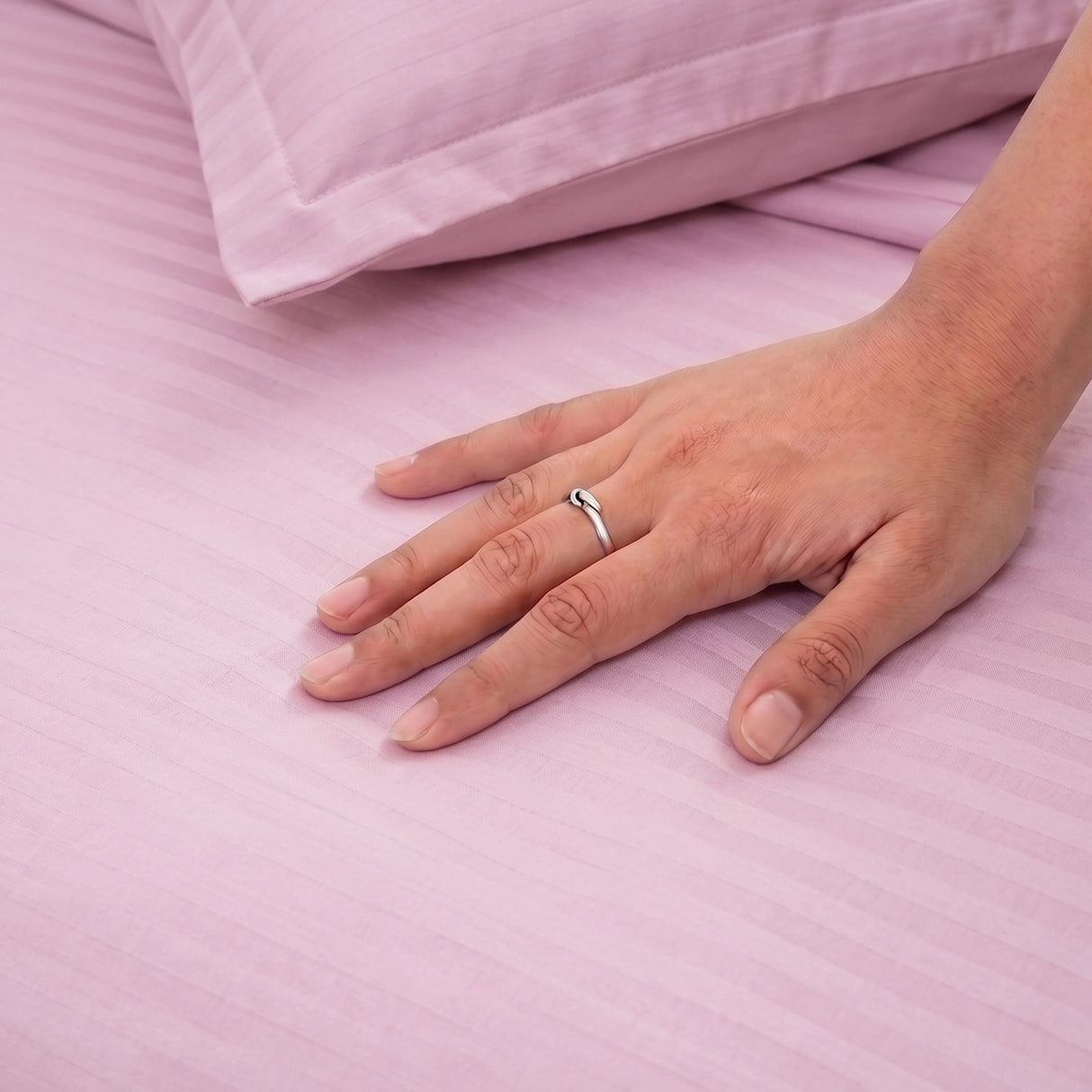 Breton Mellow - Satin Striped Duvet Cover (Pink)