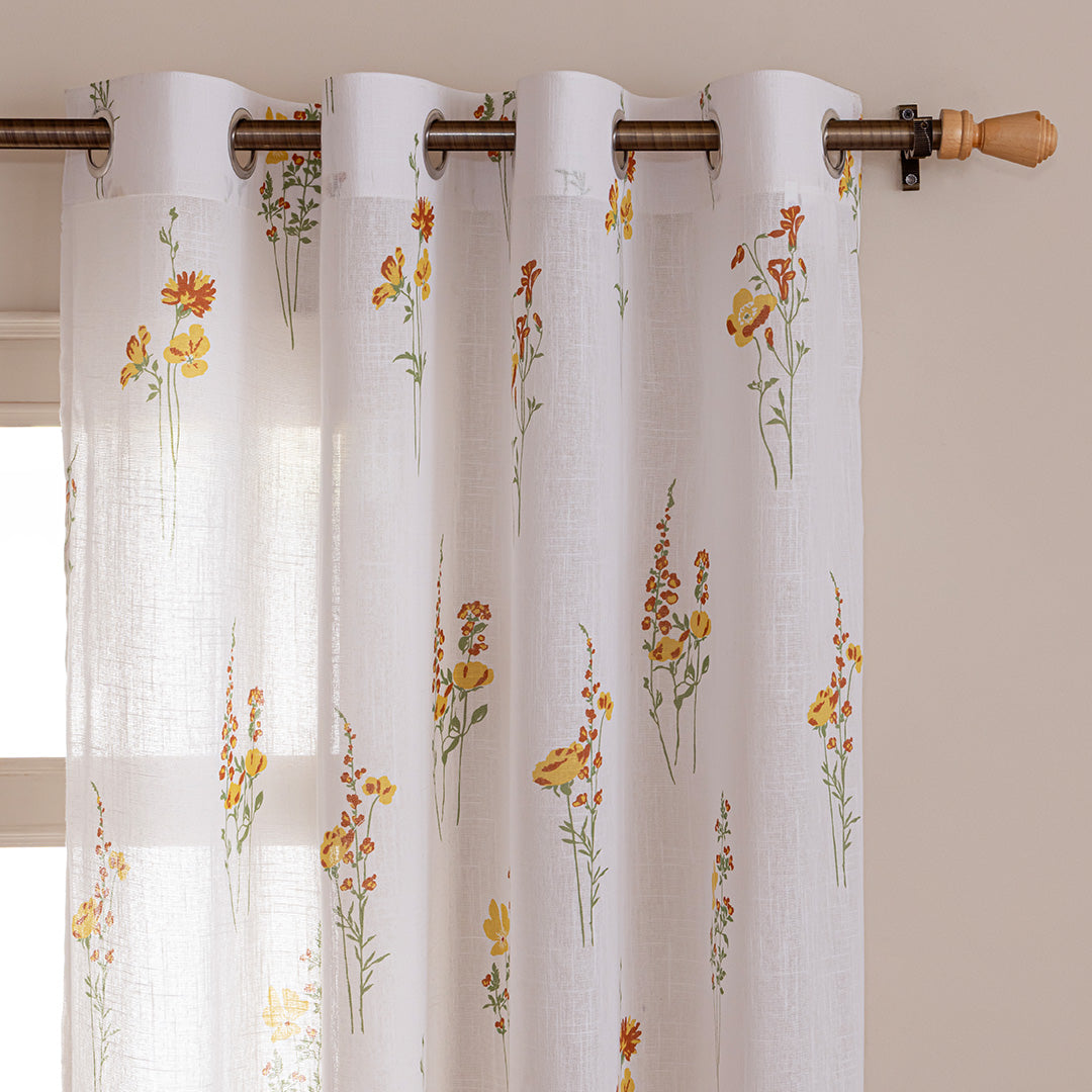 Opulent Bloom Printed Eyelet Sheer Curtain