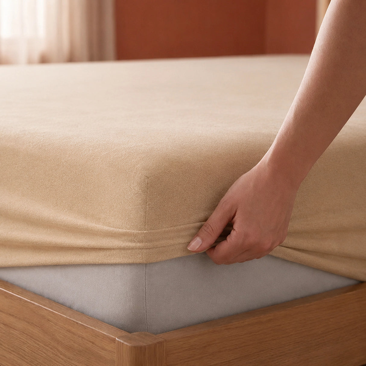 Fort - Terry Solid Mattress Protector (Beige)