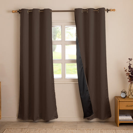 Fort Essential Abstract - Eyelet Black Backing Blackout Curtain (Brown)Fort Essential Abstract - Eyelet Black Backing Blackout Curtain (Brown)