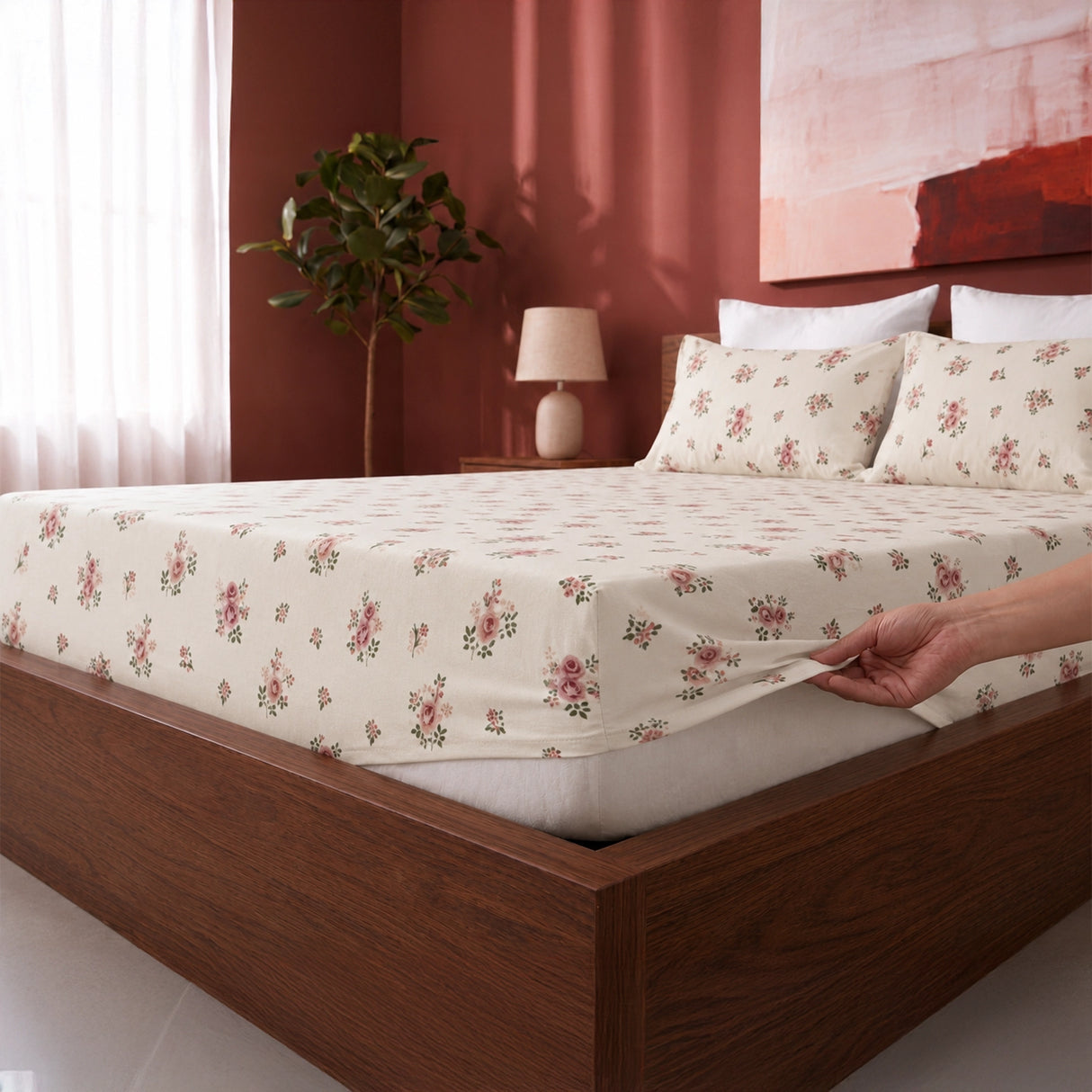 Blush Garden - Floral Fitted Sheet