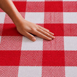 Breton Shadowplay - Plaid Rug (Red & White)