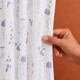 Blue & Purple Floral Flaux Rod Pocket Duck Curtain