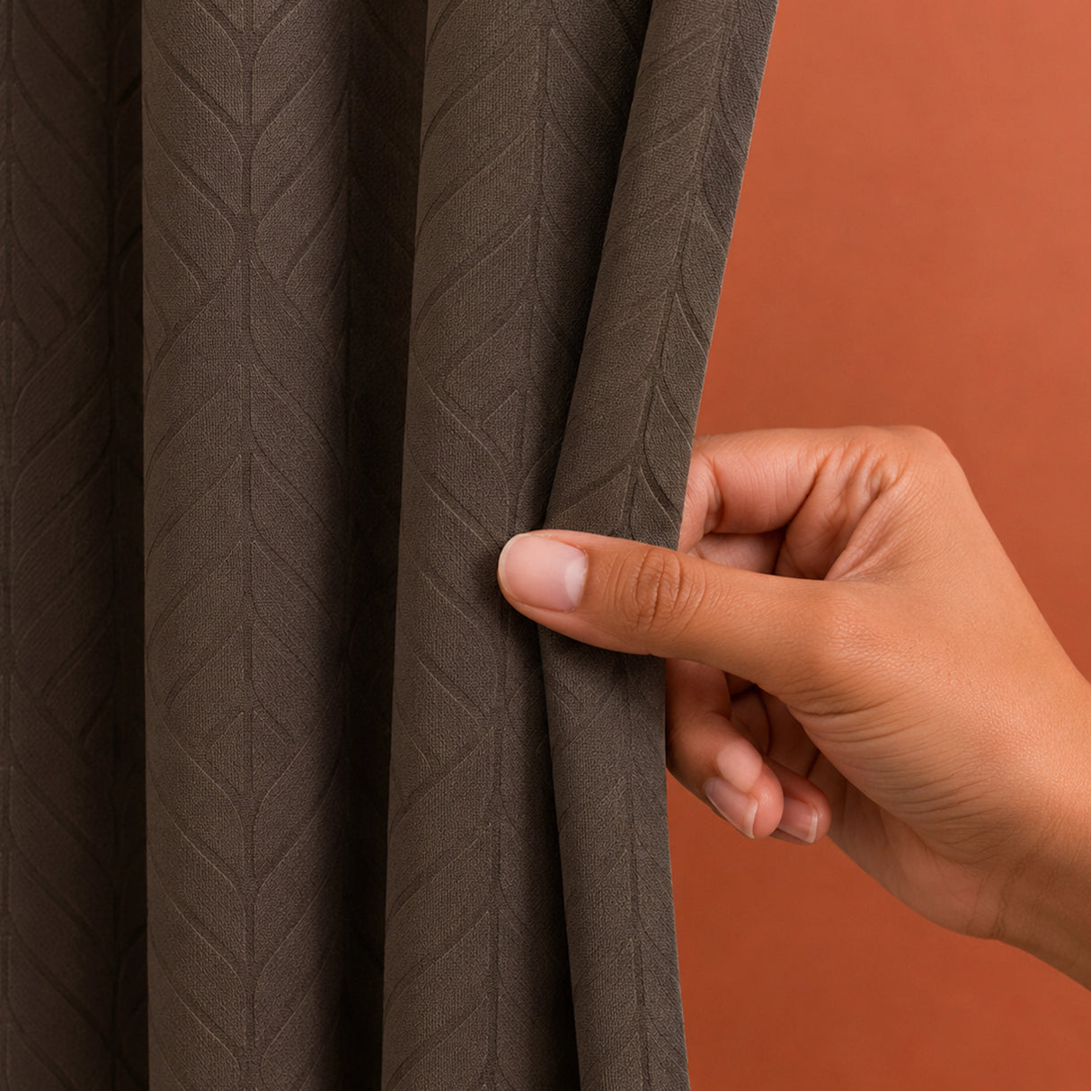 Fort Essential Embossed - Eyelet Black Backing Blackout Curtain (Brown)