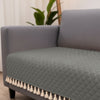 Quilted Velvet Sofa Cover with Tassels (Grey)