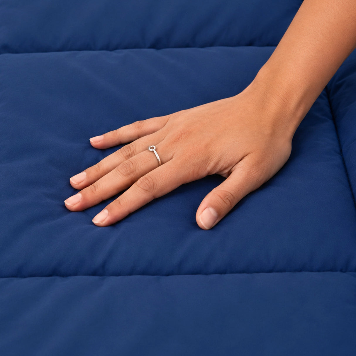Fort - Box Stitch Duvet Comforter (Dark Blue & Light Grey)