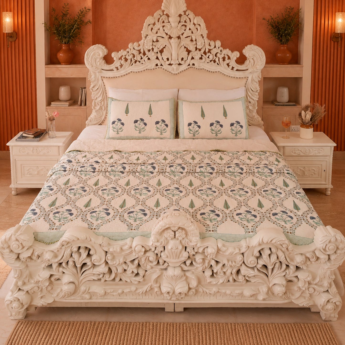Calm Canopy - Handblock Bedcover