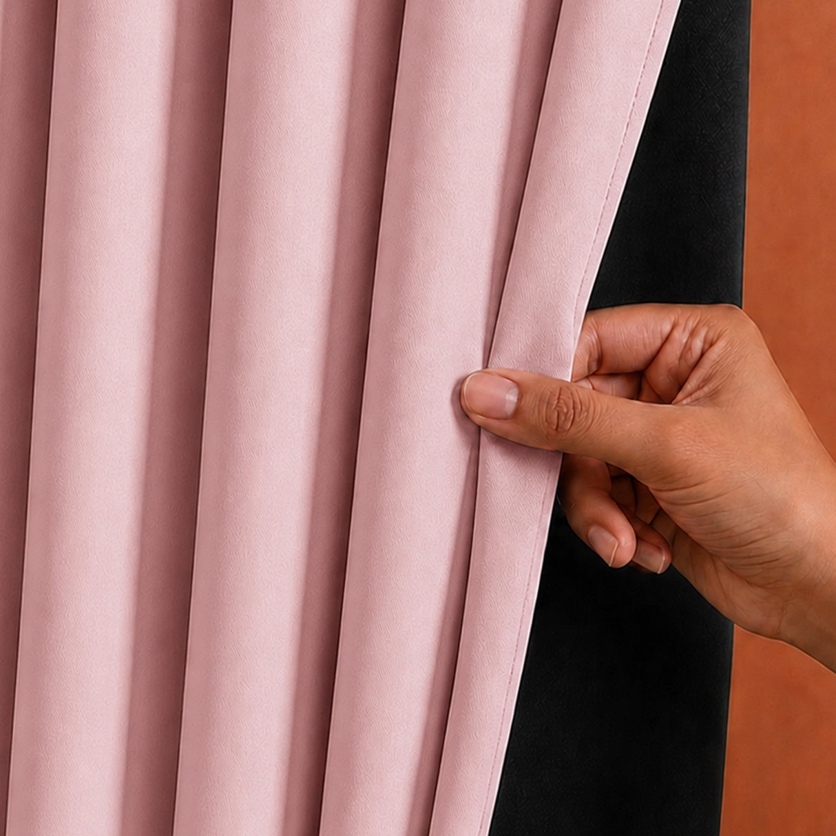 Fort Essential - Black Backing Solid Blackout Curtain (Pink)