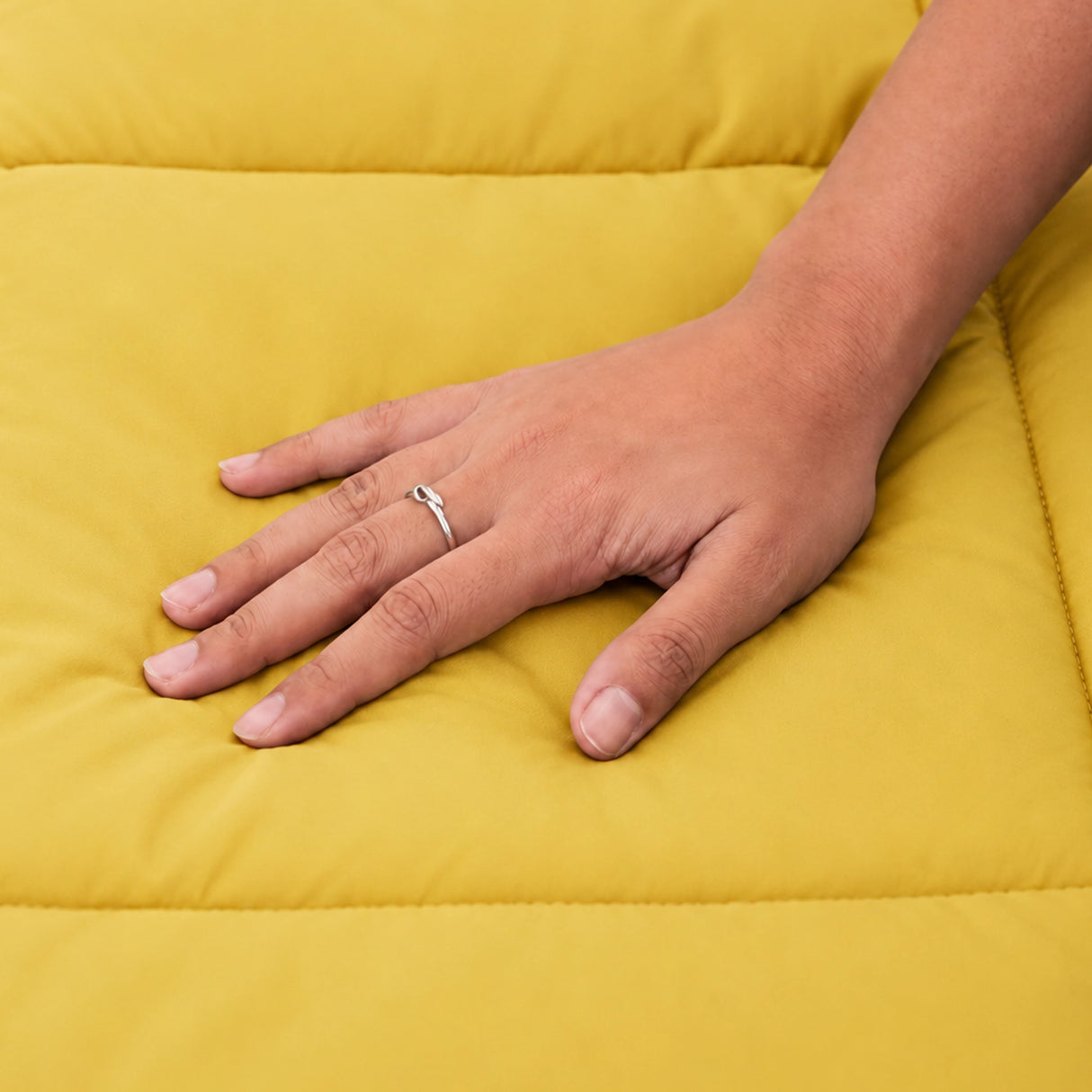 Fort - Box Stitch Duvet Comforter (Mango Yellow & Dark Grey)