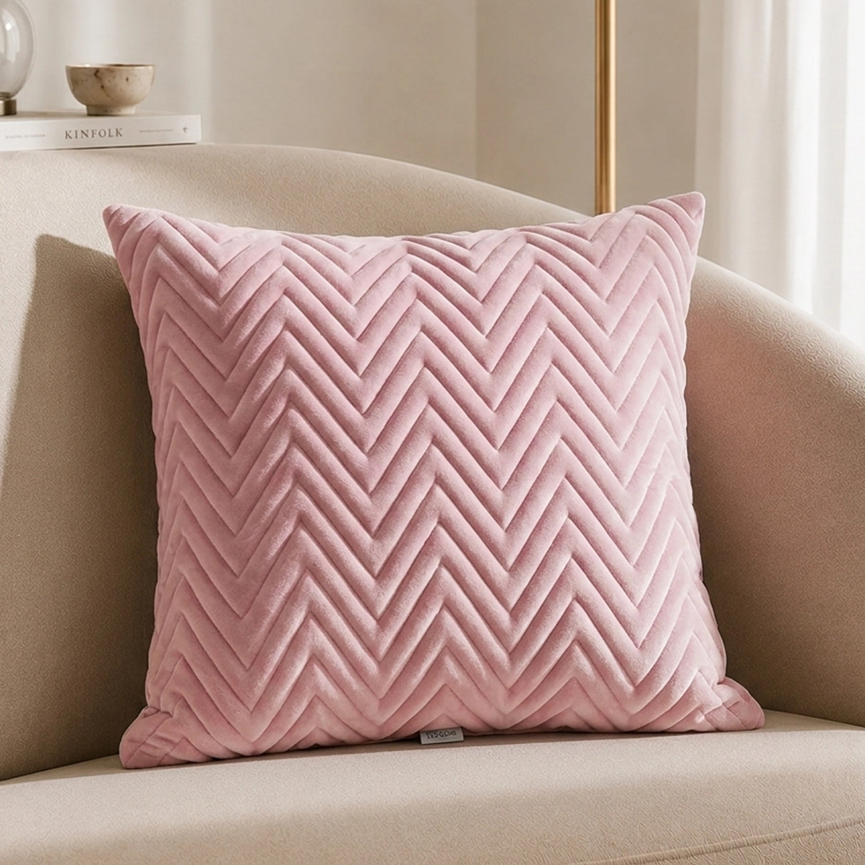 Fort Sawtooth - Quilted Velvet Cushion Cover (Baby Pink)