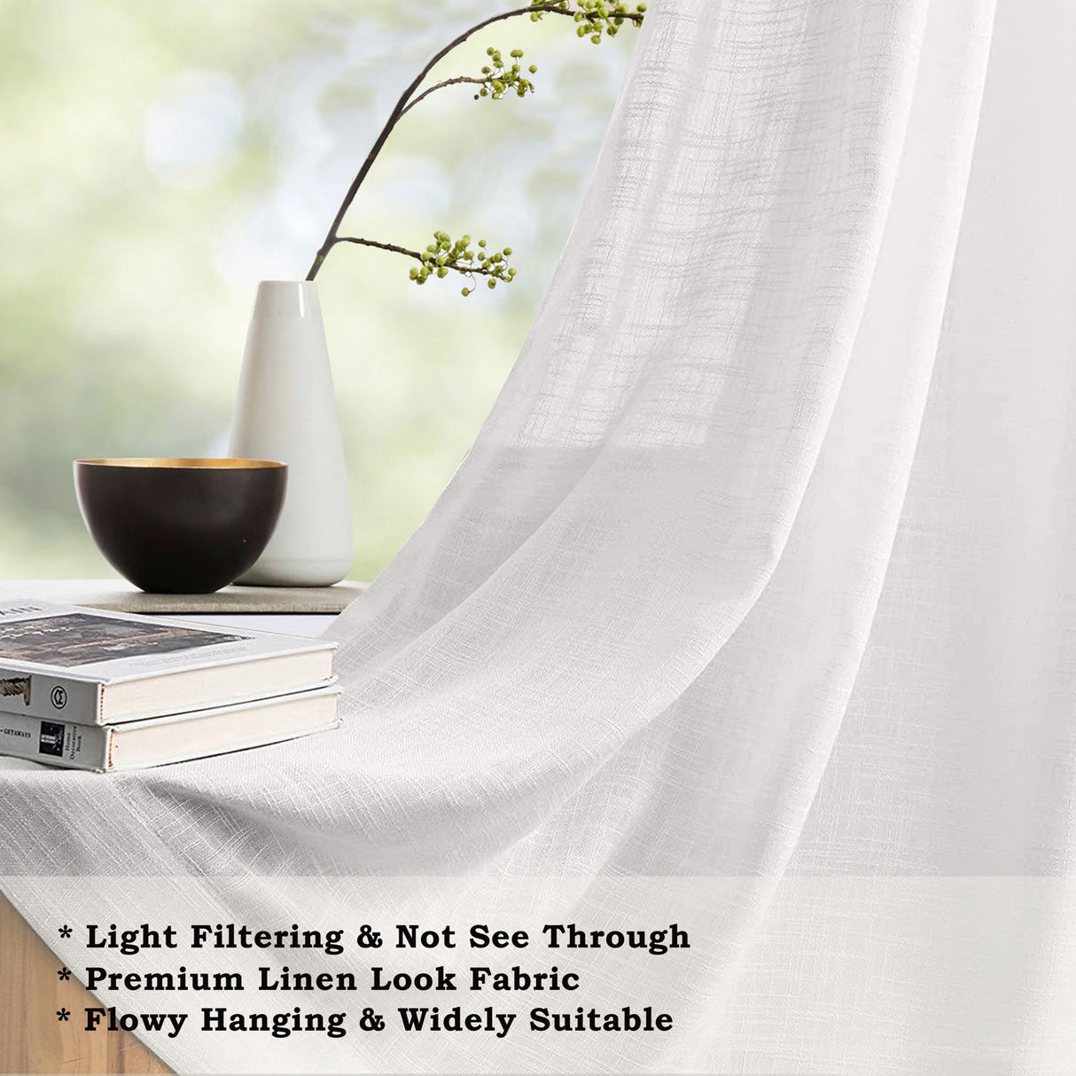 Fort Absolute - Back Tab Solid Sheer Curtain (White)