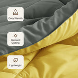 Fort - Box Stitch Duvet Comforter (Mango Yellow & Dark Grey)