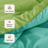 Fort - Box Stitch Duvet Comforter (Parrot Green & Aqua Green)