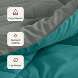 Fort - Box Stitch Duvet Comforter (Teal & Light Grey)