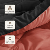 Fort - Box Stitch Duvet Comforter (Red & Black)