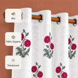 Fort Absolute - Eyelet Red Rose Sheer Curtain