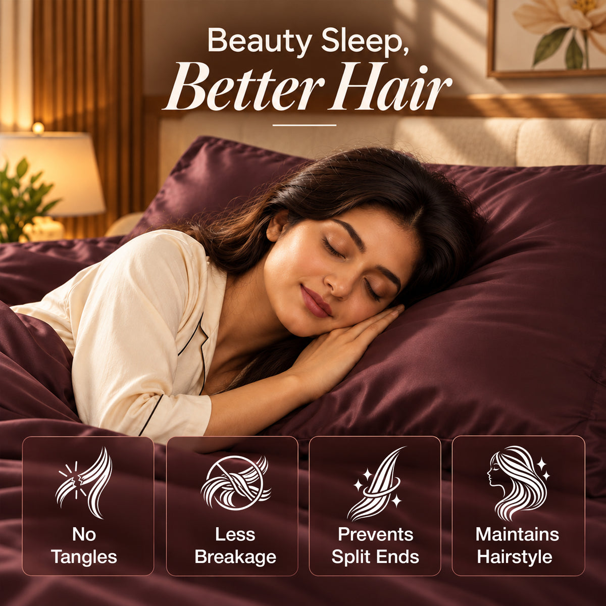 Premium Poly Satin Bedsheet – Soft, Smooth & Silky, Burgundy