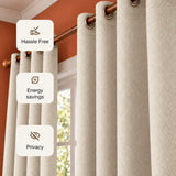 Opaline Off White Embossed Blackout Curtain (Elara - Eyelets)