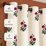 Red Rose Printed Eyelet Duck Curtain