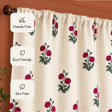 Red Rose Printed Rod Pocket Duck Curtain