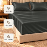 Premium Poly Satin Fitted Bedsheet – Soft, Smooth & Snug Fit,Graphite Grey