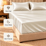 Premium Poly Satin Fitted Bedsheet – Soft, Smooth & Snug Fit,Vanilla