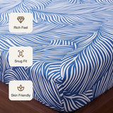 Blue Feather - Fitted Sheet (White & Blue)