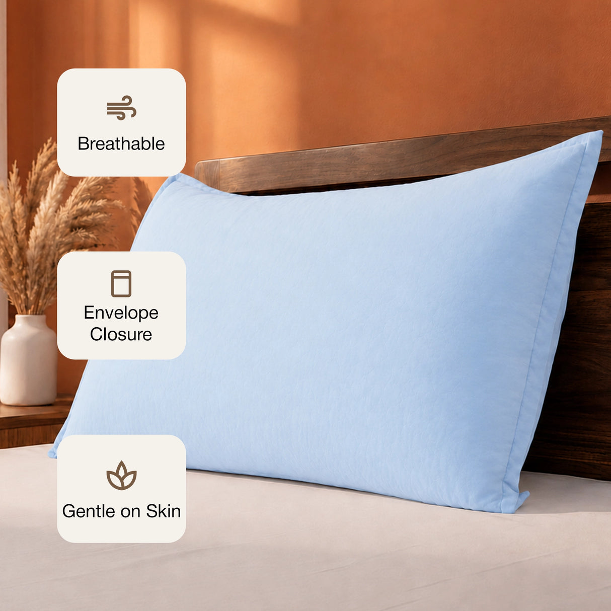Fort Nightingale - Solid Pillow Cover (Sky Blue) (Bedsheet Excluded)