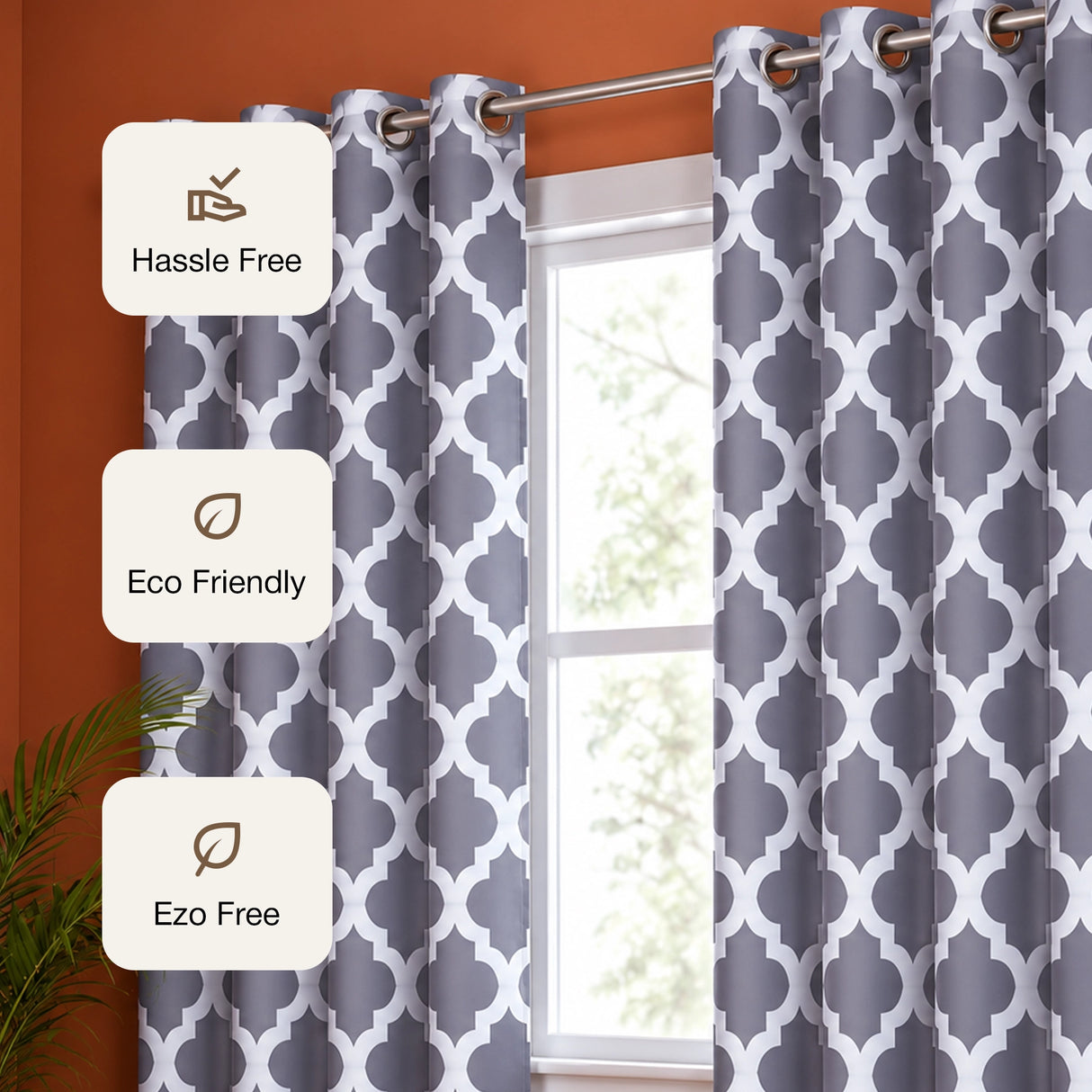 Imprimer Quatrefoil Printed Semi Blackout Curtain