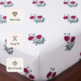 Imprimer Vignette - Floral Printed Fitted Bedsheet (Red)
