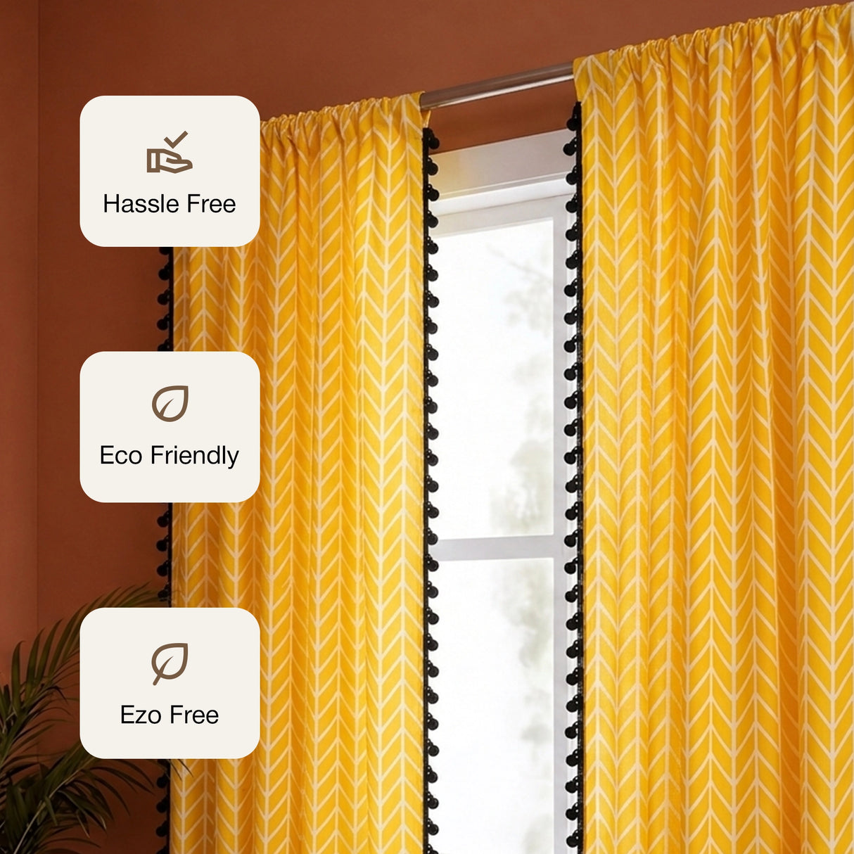 Imprimer Handpicked Aztec - Printed Semi Blackout Rod Pocket Curtain (Yellow)