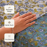 Imprimer Sage - Printed Dohar (Aqua Green & White)
