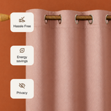 Peach Embossed Blackout Curtain (Brick Lace - Eyelet)