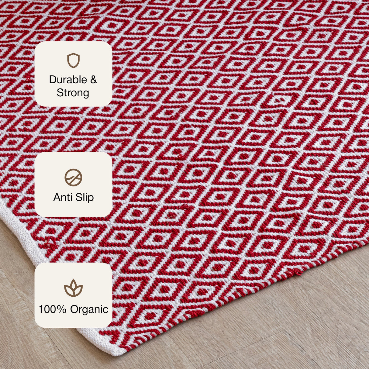 Tessitura Confetti - Diamond Cotton Rug (Red & White)