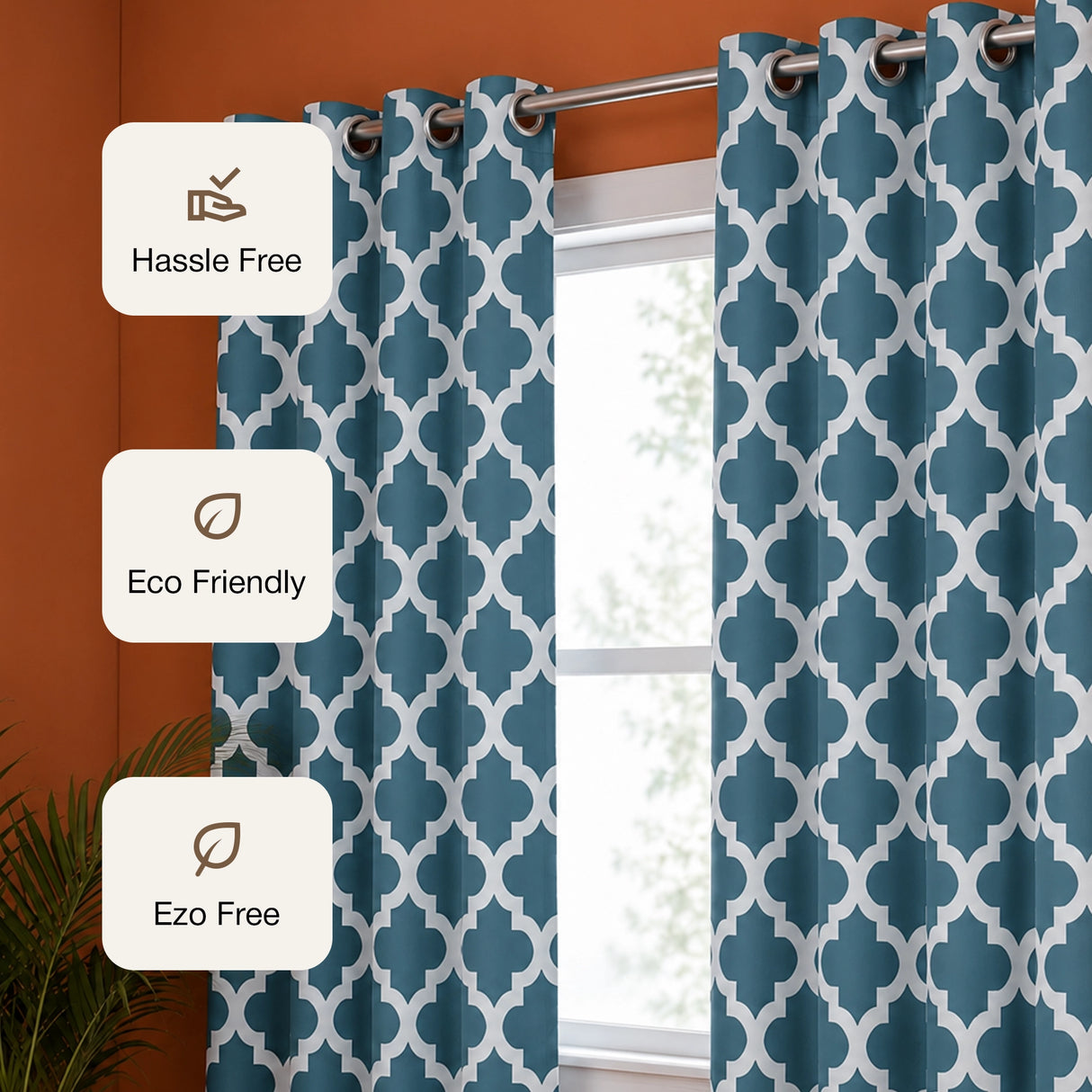 Imprimer Quatrefoil Printed Semi Blackout Curtain