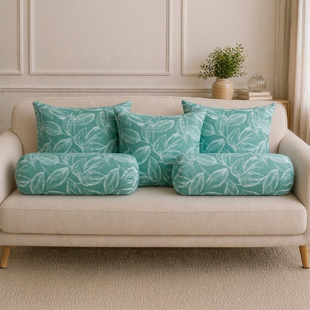 Aqua Blue Floral Diwan Cover Set