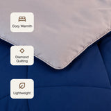 Fort - Box Stitch Duvet Comforter (Dark Blue & Light Grey)