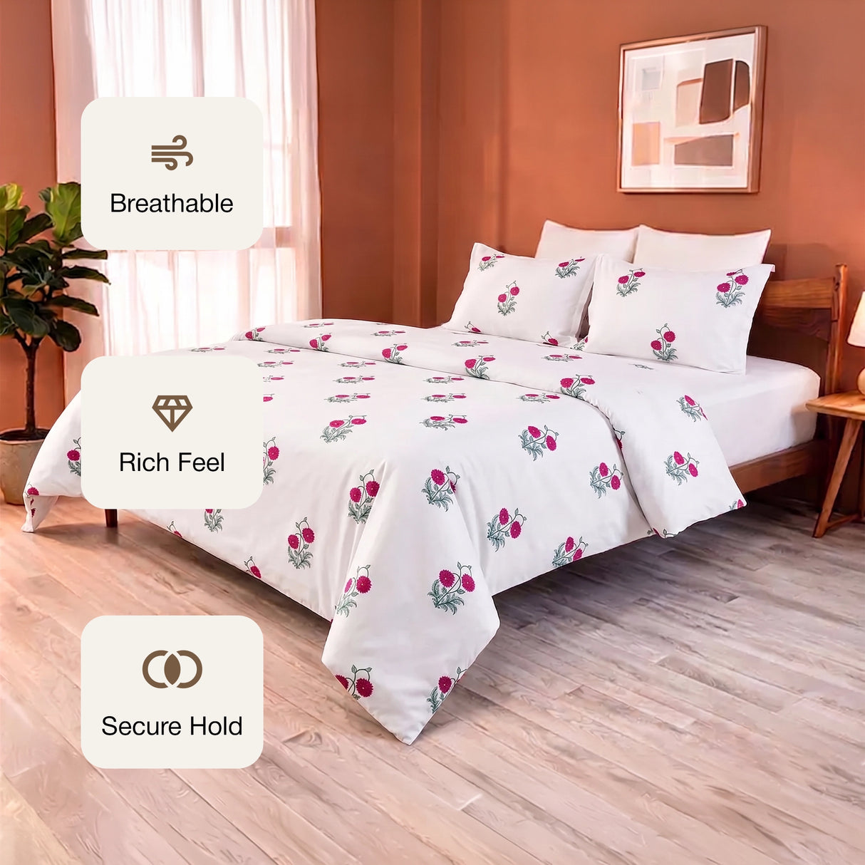 Imprimer Vignette - Rose Printed Duvet Cover (Red)