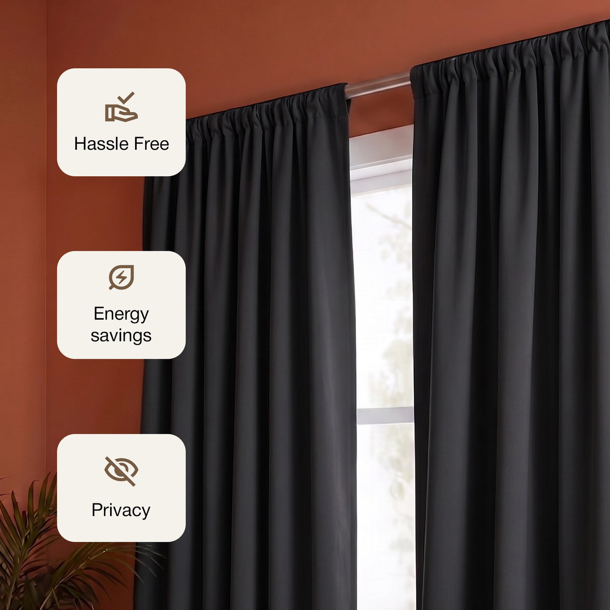Fort Essential - Rod Pocket Blackout Curtain (Black)