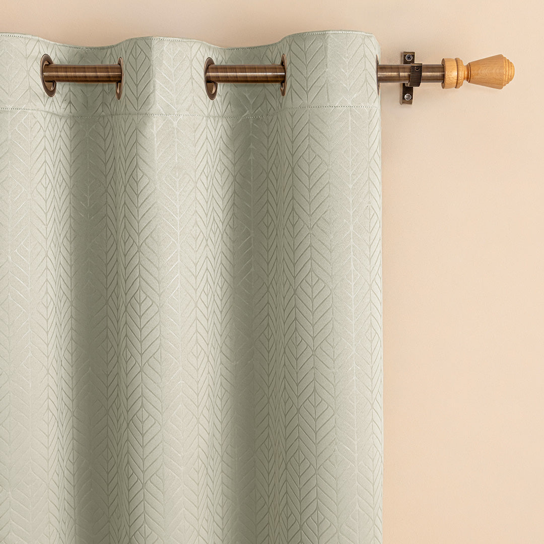 Fort Essential Embossed - Eyelet Black Backing Blackout Curtain (Off White)