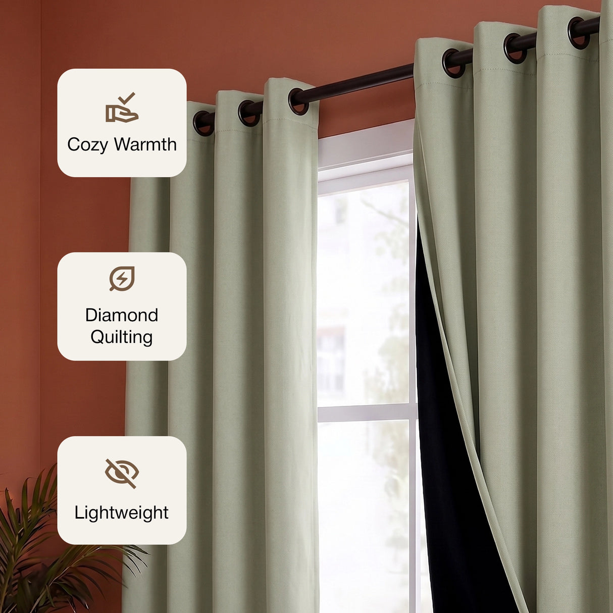 Fort Essential - Black Backing Blackout Curtain (Off White)
