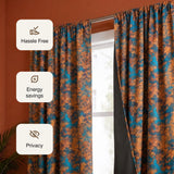 Imprimer Abstract - Rod Pocket DP Blackout Curtain (Turquoise & Mustard)