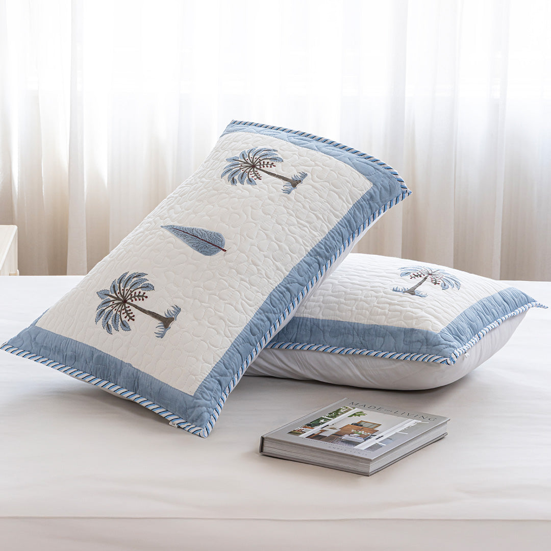 Blue Quilted Pillow Covers