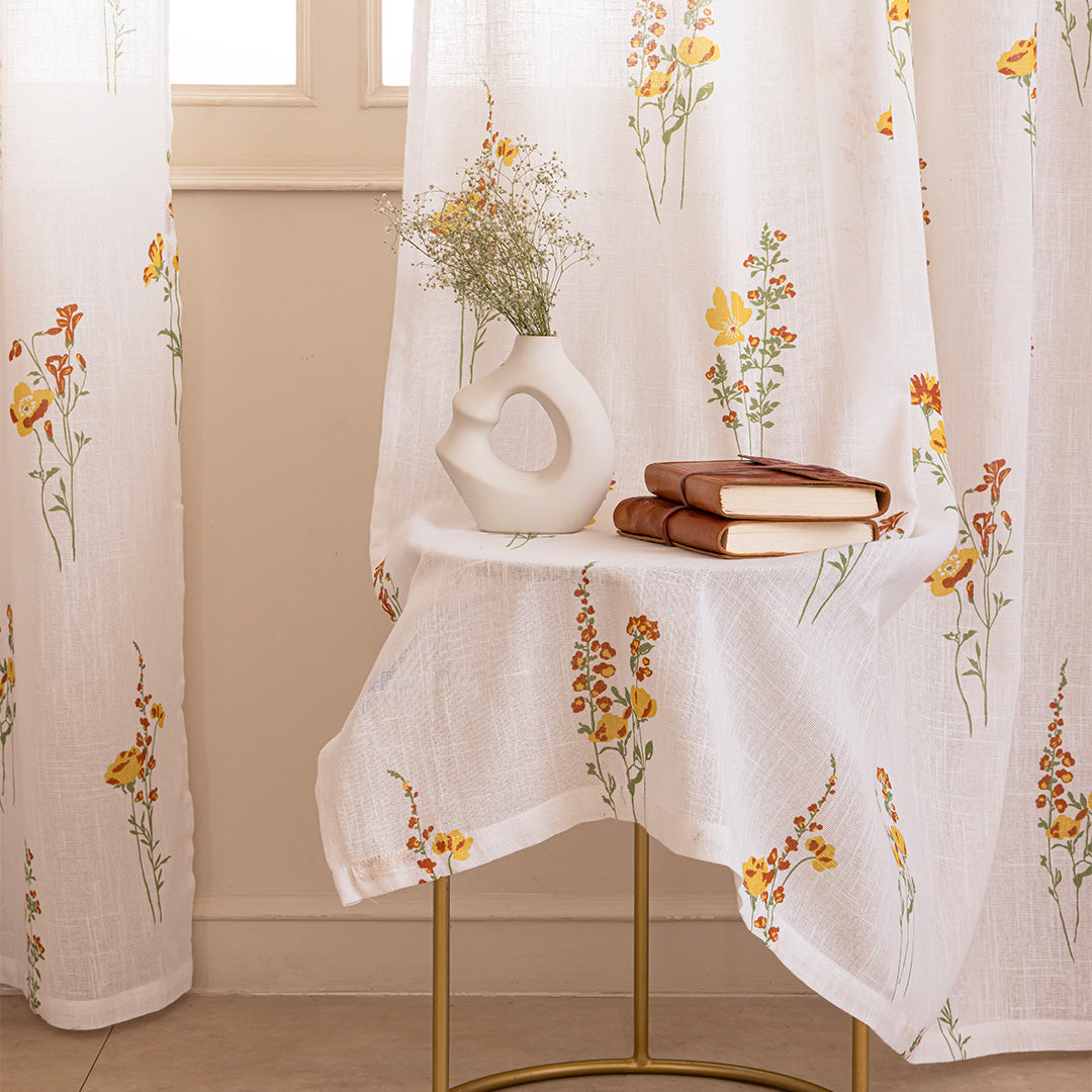 Opulent Bloom Printed Eyelet Sheer Curtain