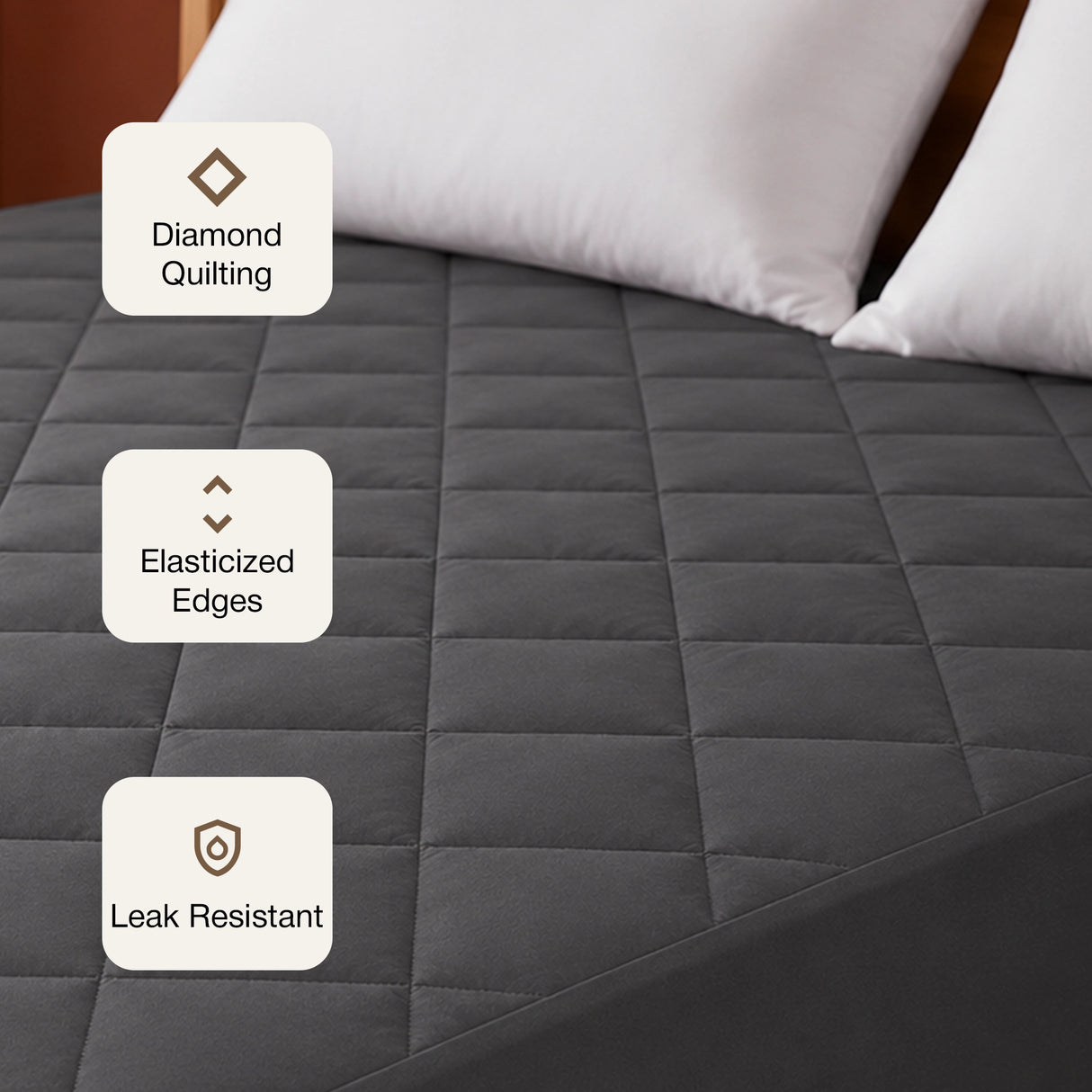 Ombre - Pure Shield Solid Quilted Mattress Protector (Grey)