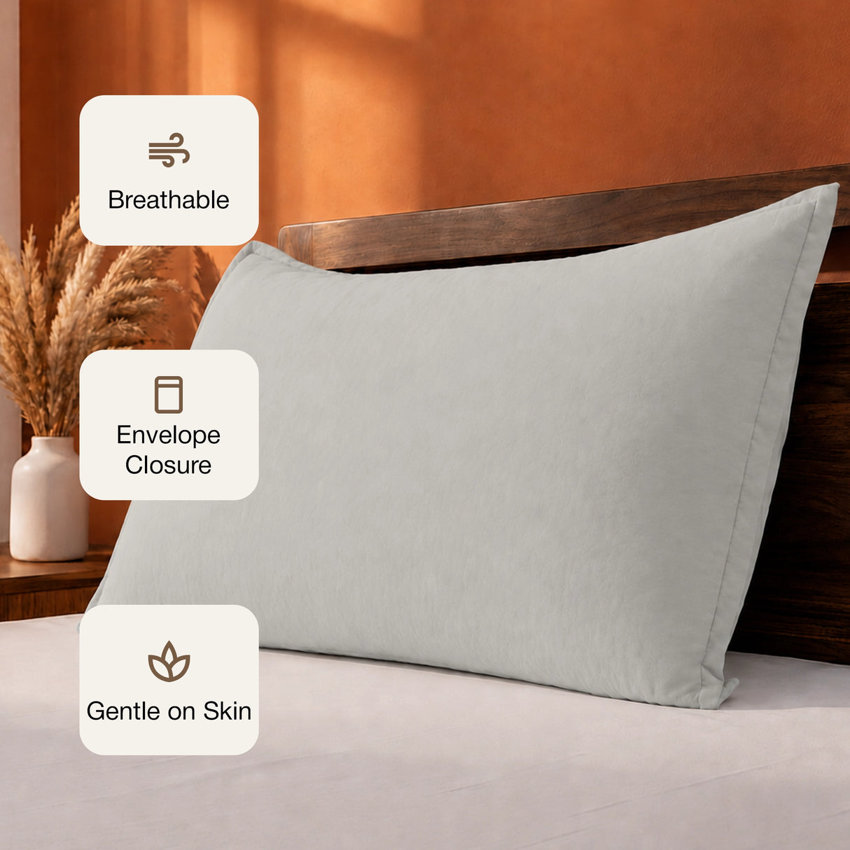 Fort Nightingale - Solid Pillow Cover (Grey) (Bedsheet Excluded)