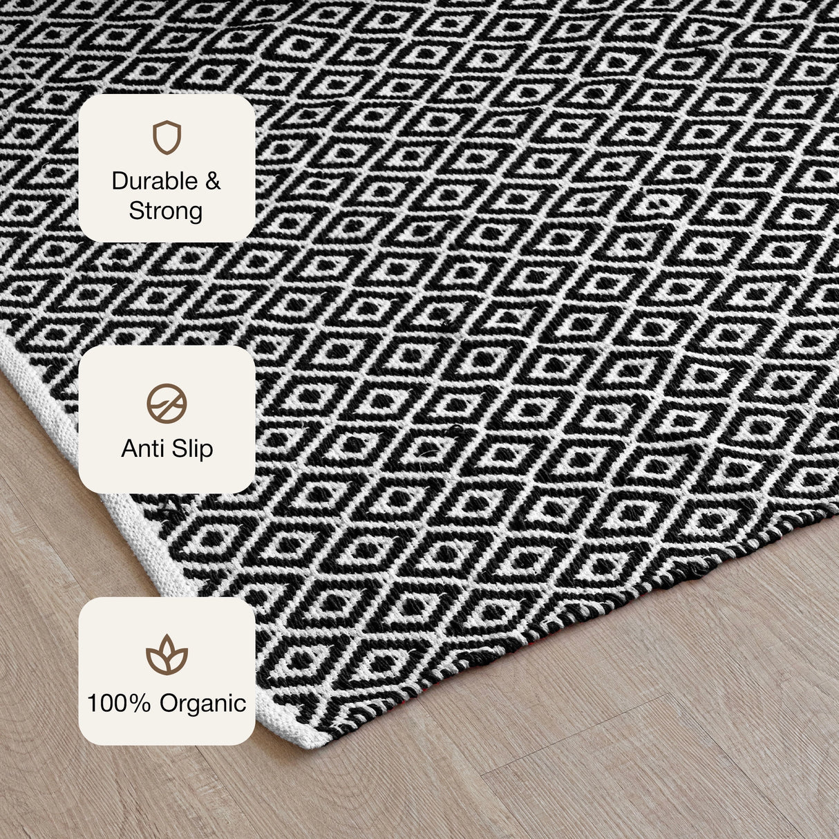 Tessitura Confetti - Diamond Printed Rug (Black & White)