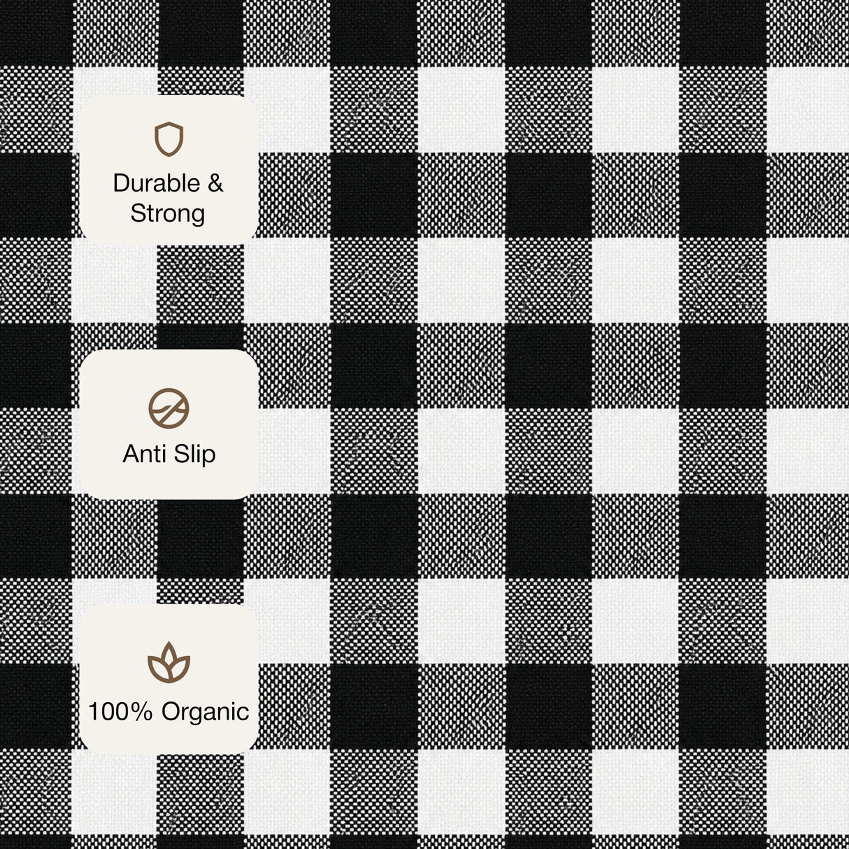 Breton Shadowplay - Plaid Cotton Rug (Black & White)